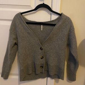 Free People Cropped Cashmere Cardigan Sweater